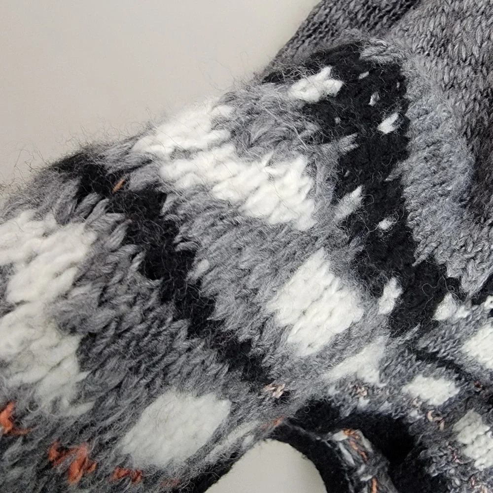 Free People Gray Sweater Womens Size S Wool Blend 3/4 Sleeve Oversized Boxy READ